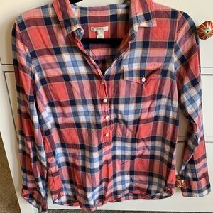 J. Crew Cotton Plaid Popover Shirt